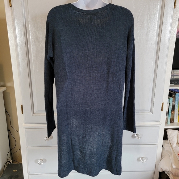 Eileen Fisher Wool Alpaca Blend Hi Low Knit Sweater Slate Blue Luxurious Size XS - Picture 5 of 9